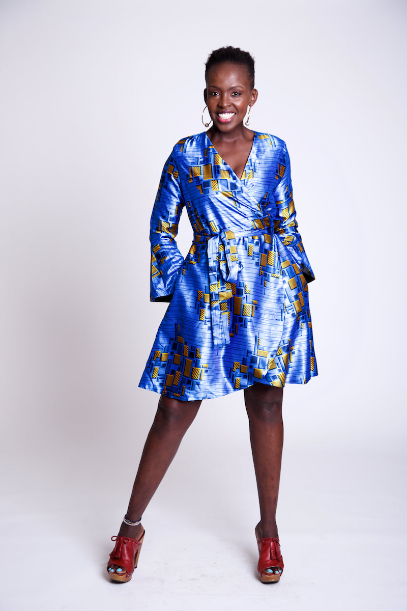 Ioana Hourglass, Sapphire Ankara Silk Prima Dona Studios Ioana Hourglass, Sapphire Ankara Silk Prima Dona Studios